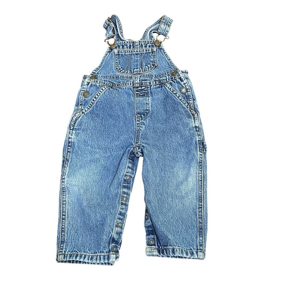 Vintage Faded Glory Bib Overalls Baby Cargo Jean Denim 18 Months